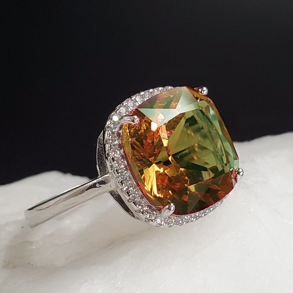 Sterling Silver 925 Alexandrite Stone White Topaz Amazing Gift for Lady